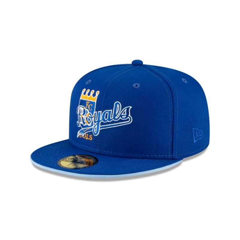 MLB Kansas City Royals Double Logo 59Fifty Fitted (OXX2522) - Blue New Era Caps